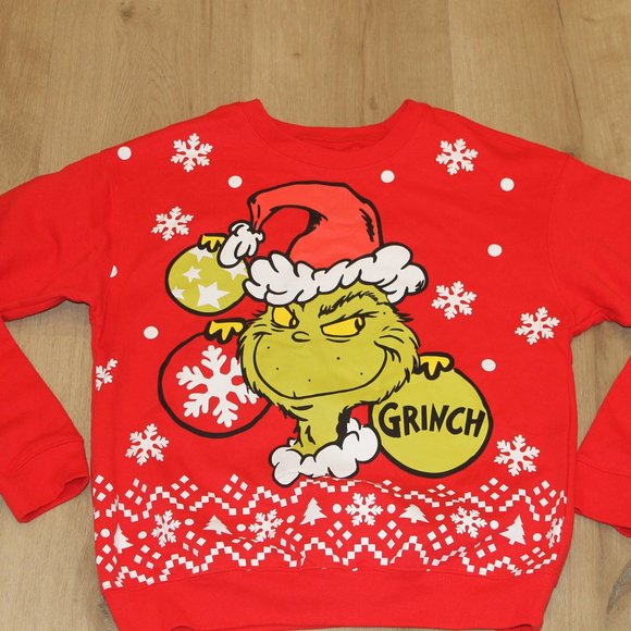 DR. SEUSS THE GRINCH CHRISTMAS SWEATSHIRT UGLY FLEECE SWEATER JR SZ M NWT - Picture 1 of 6